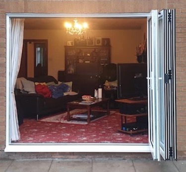 Concertina doors open right across